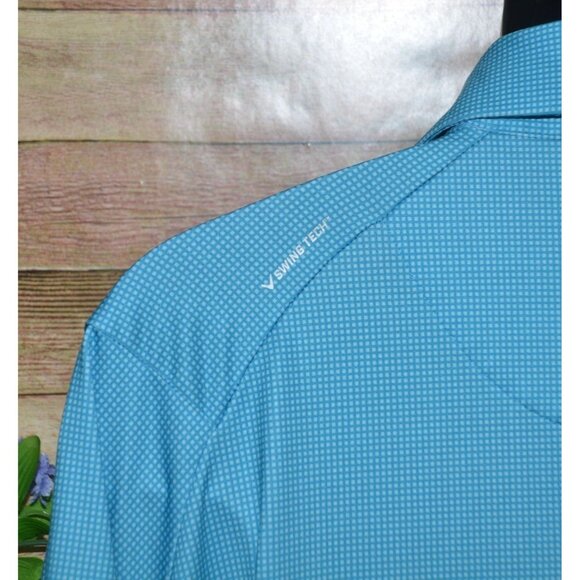 Callaway Opti Dri Men's Swing Tech Blue Micro Check Polo Golfing Shirt Size 2XLT - Picture 6 of 9